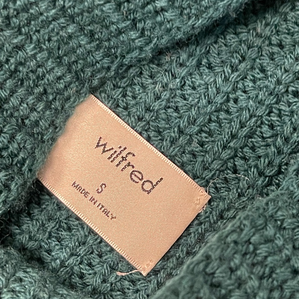 Aritzia Wilfred Teal Green Chunky Knit Merino Wool Long Sleeve Pullover SweaterS - Picture 4 of 8